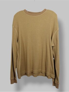 American Eagle Tan Waffle Knit Long Sleeve Shirt Men’s Size Medium